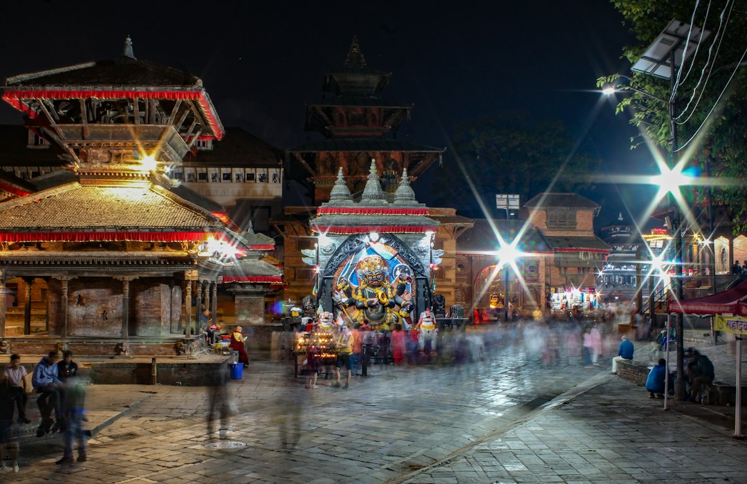 Evening crowd at a historic square in Kathmandu Evening crowd at a historic square in Kathmandu